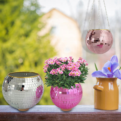 Planter Hanging Mirror Spherical Plastic Flowerpot