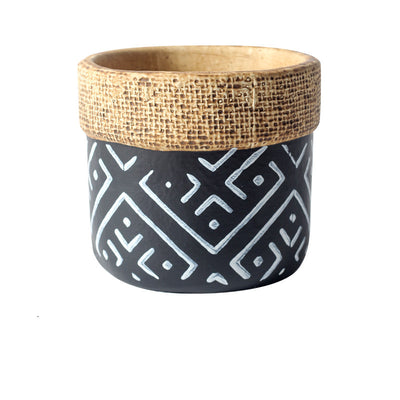 Indoor Planter Vintage Geometric Pattern Woven Basket